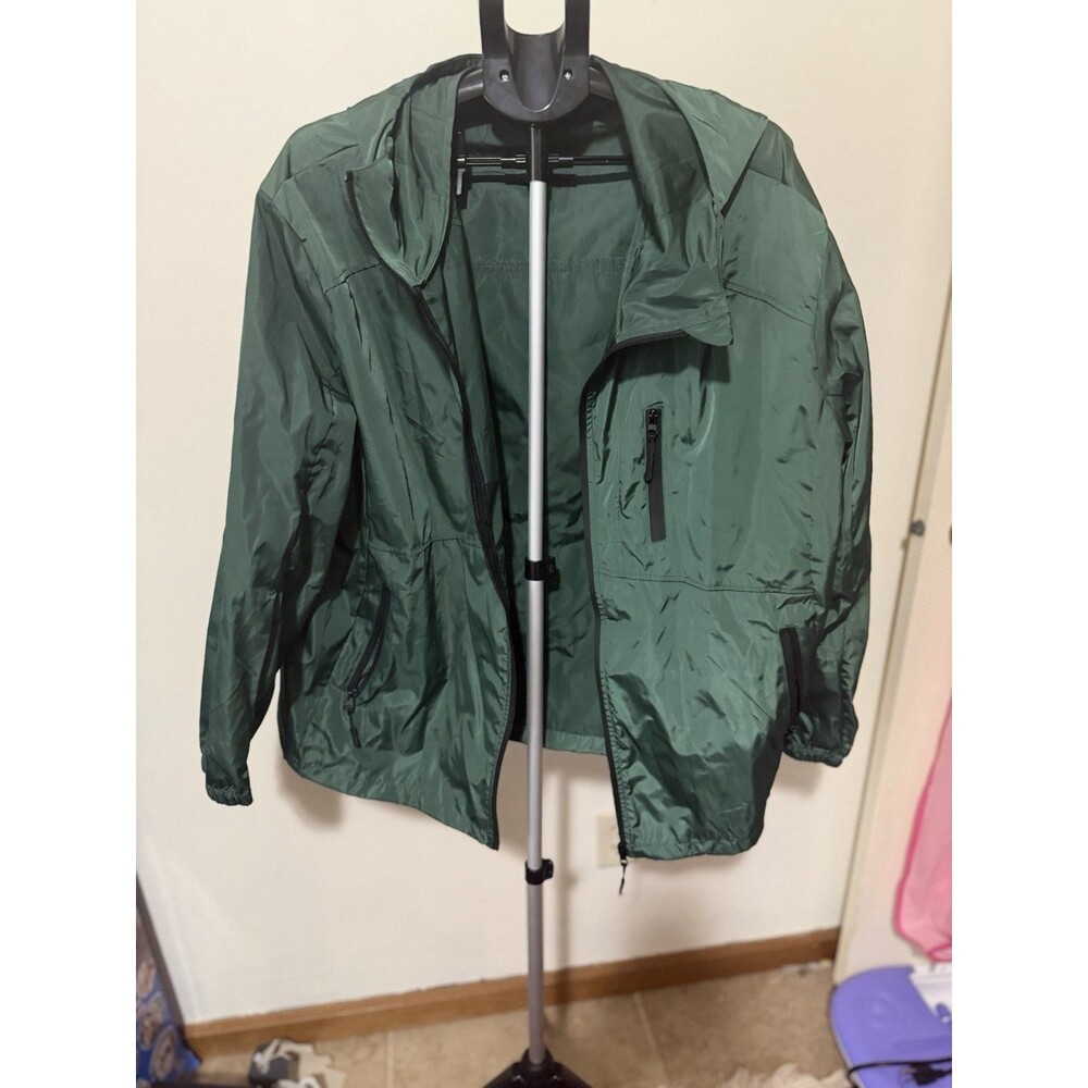 NWT AVOOGUE Green Hooded Zip Jacket Regular Solid Drawstring Zipper 2XL